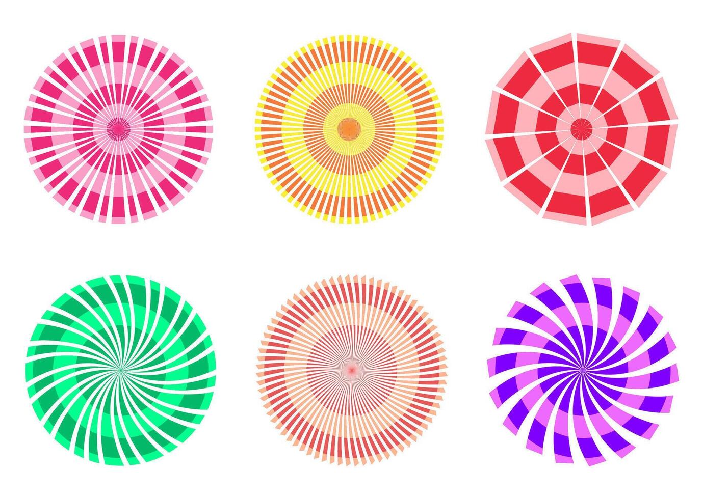 set colorful Sunburst. Firework explosion icon element design vector Illustration
