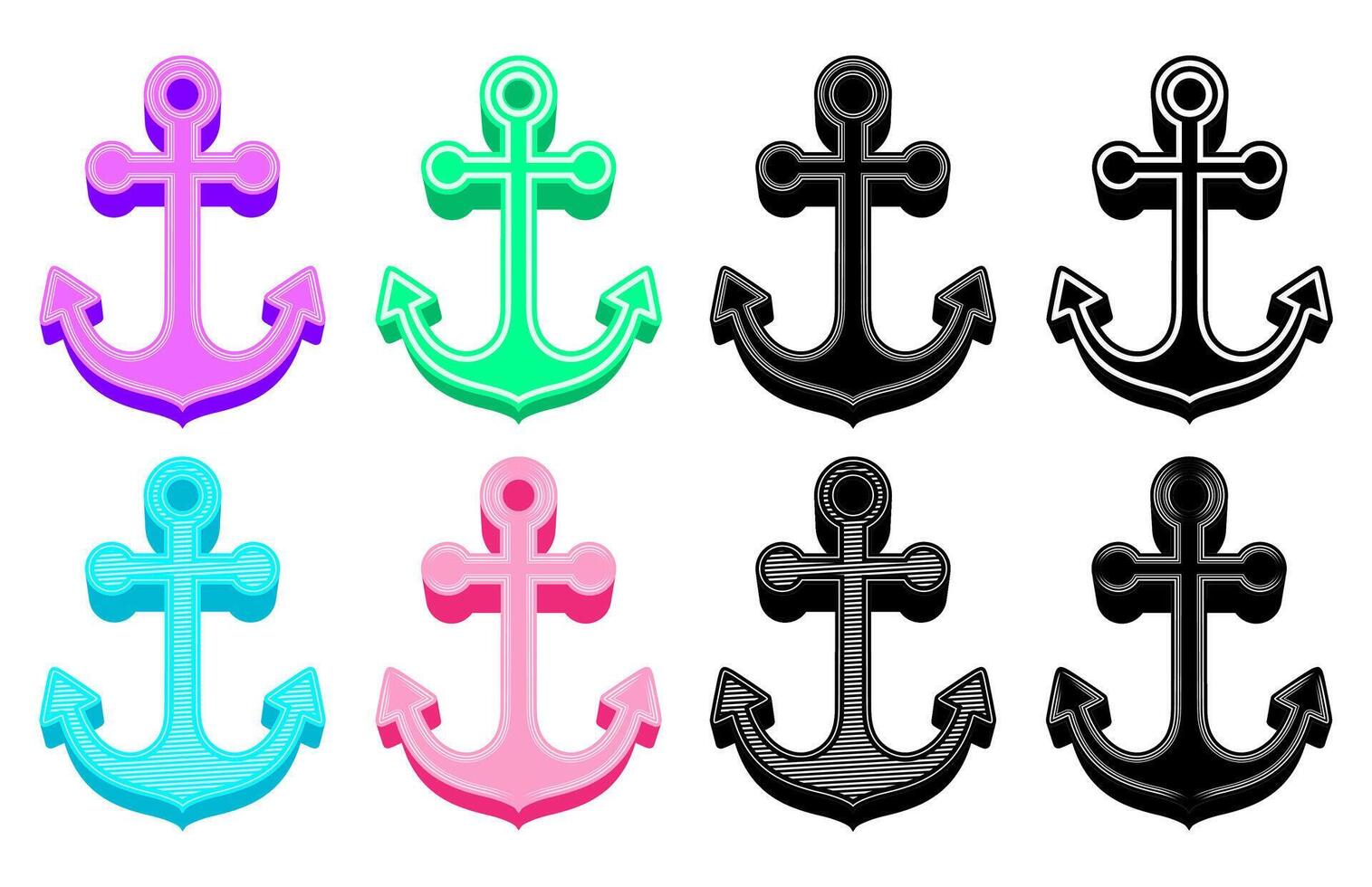 Set trendy anchors icon design vector illustration