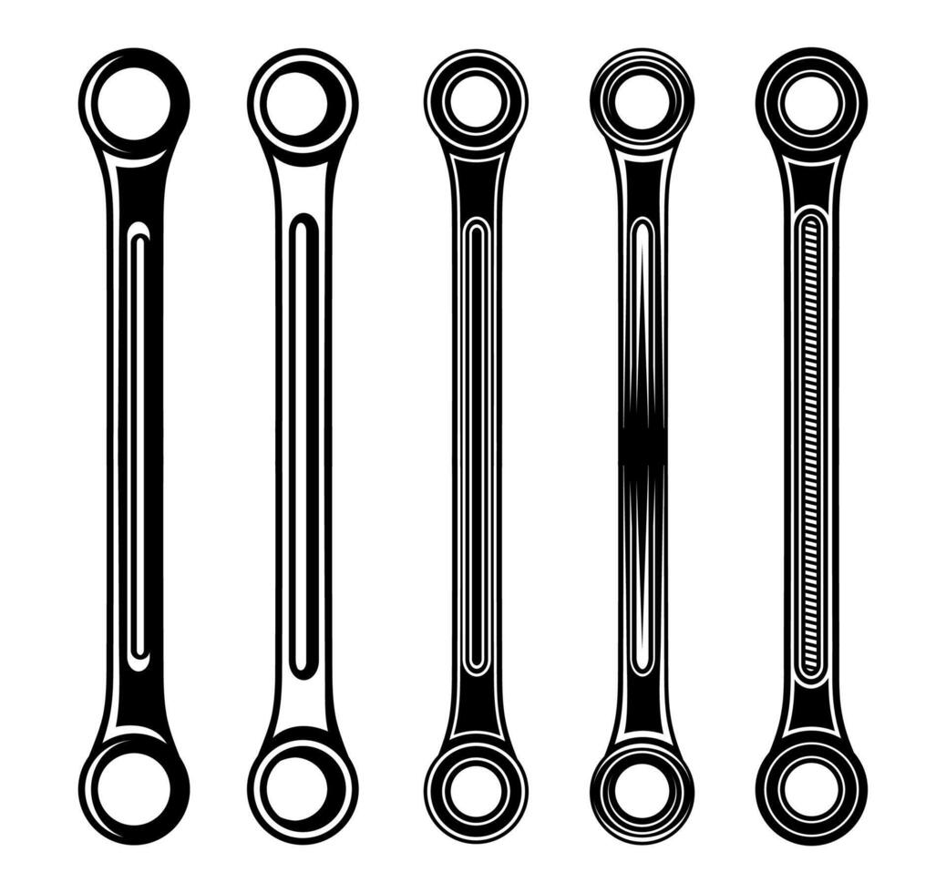 Set box end spanner wrench icon design repair tools vector Illustration