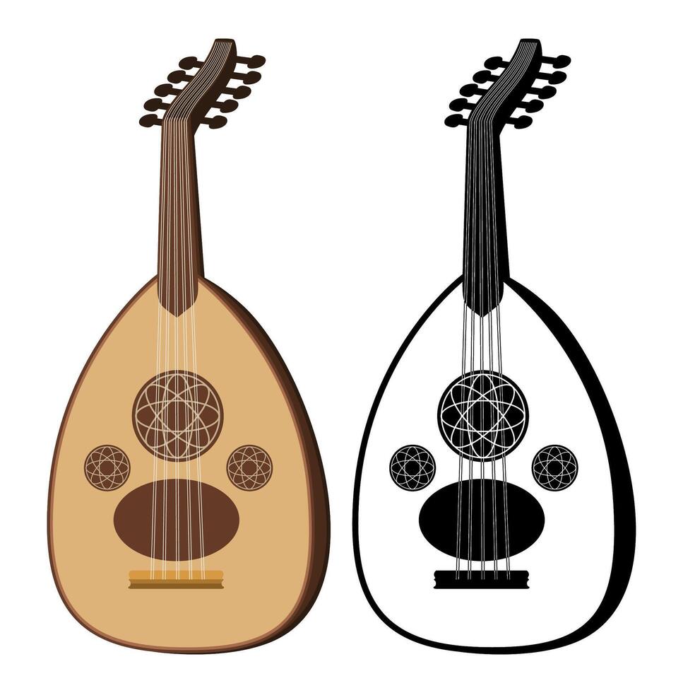 Oud Arabic Oriental islamic Music Instrument Icon Vector Illustration