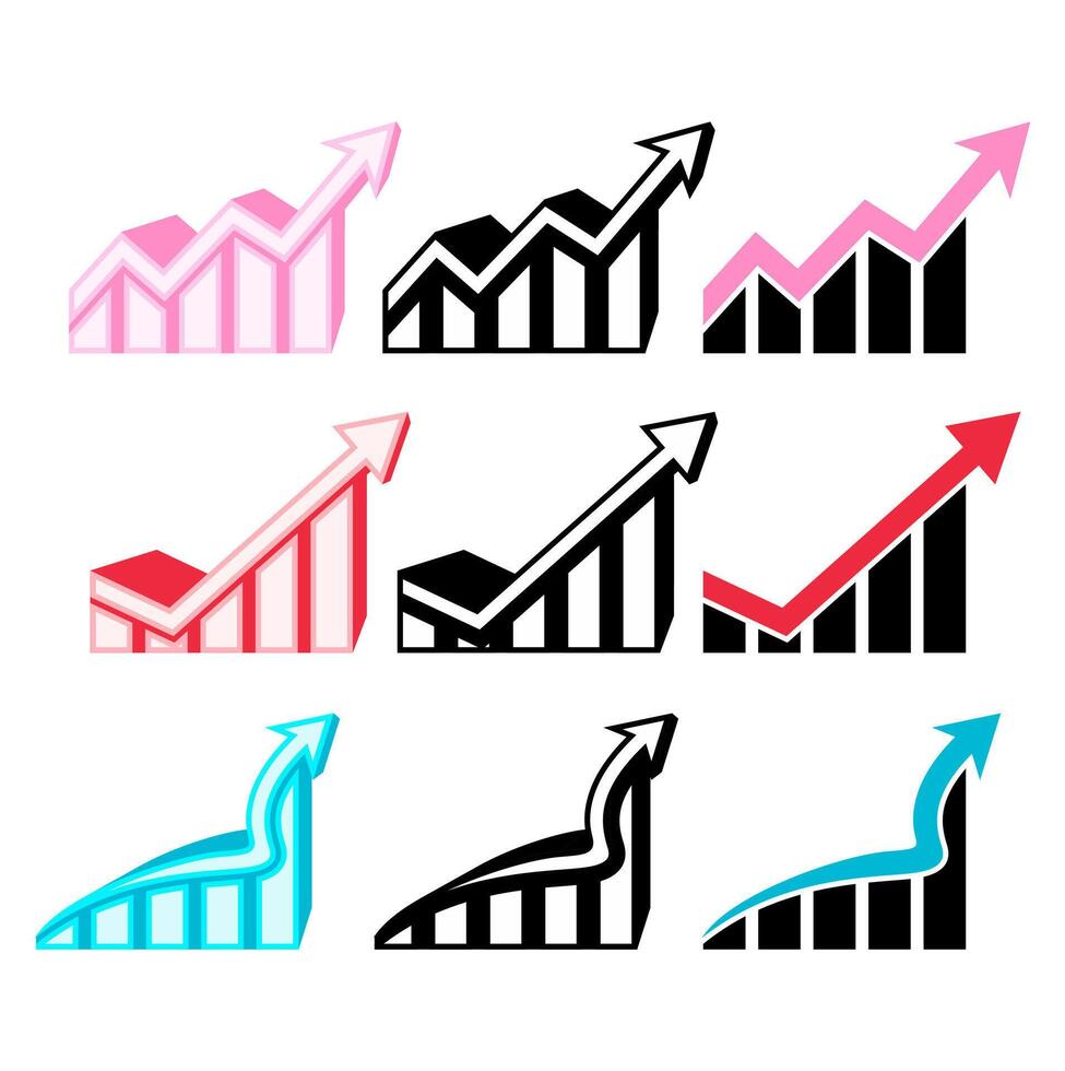 set increase infographic going up icon. growth design vector illustration