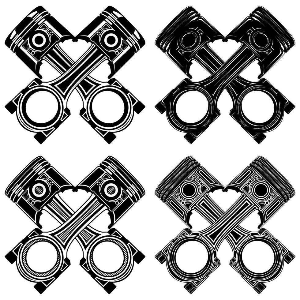 Crossed pistons icon symbol. Automotive engine Monochrome vector illustration