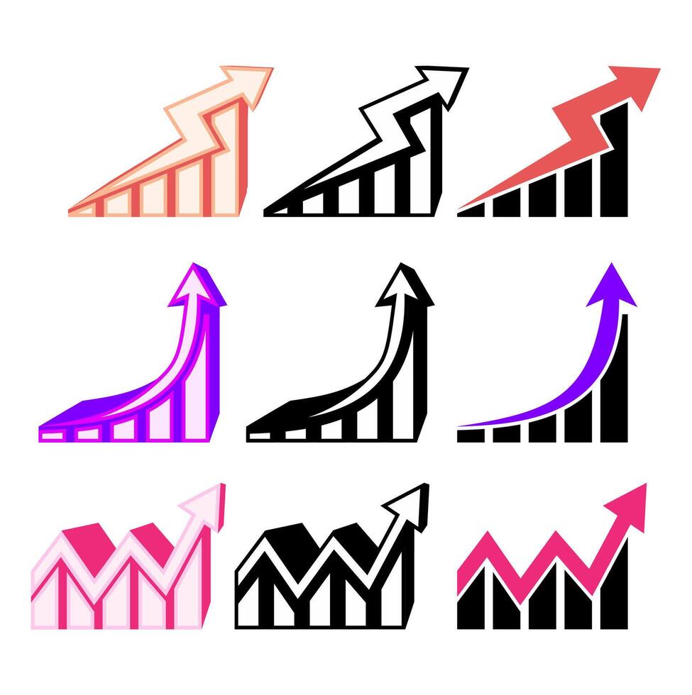 set growth infographic icon. success chart statistic business profit design vector illustration