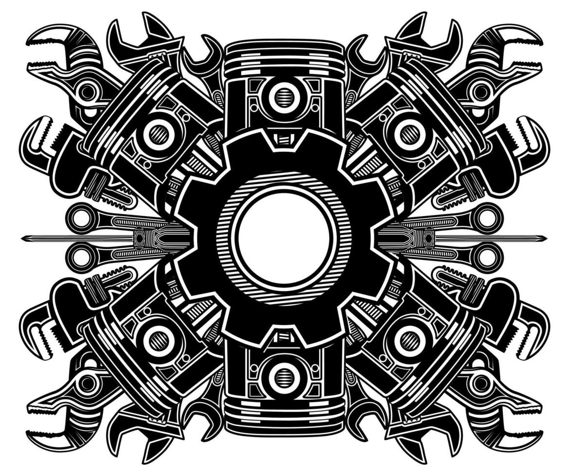 mecánico icono símbolo. llave inglesa herramientas monocromo diseño vector ilustración