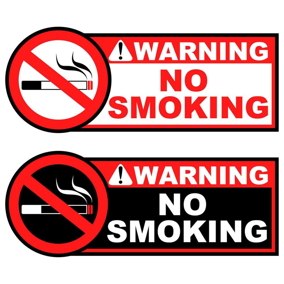 set warning no smoking sign symbol notice labels vector