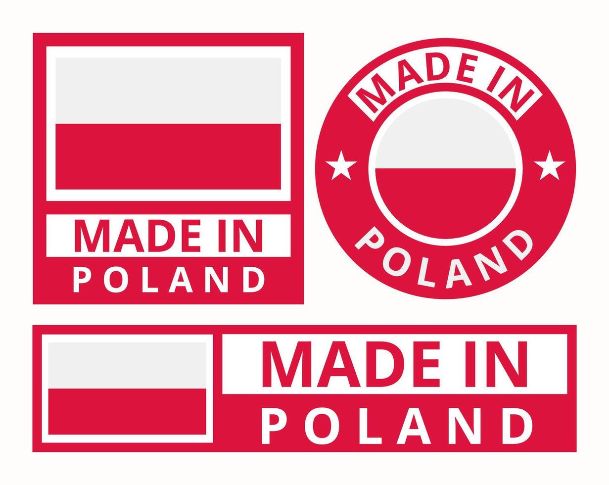 Vector set made in Poland design product labels business icons illustration