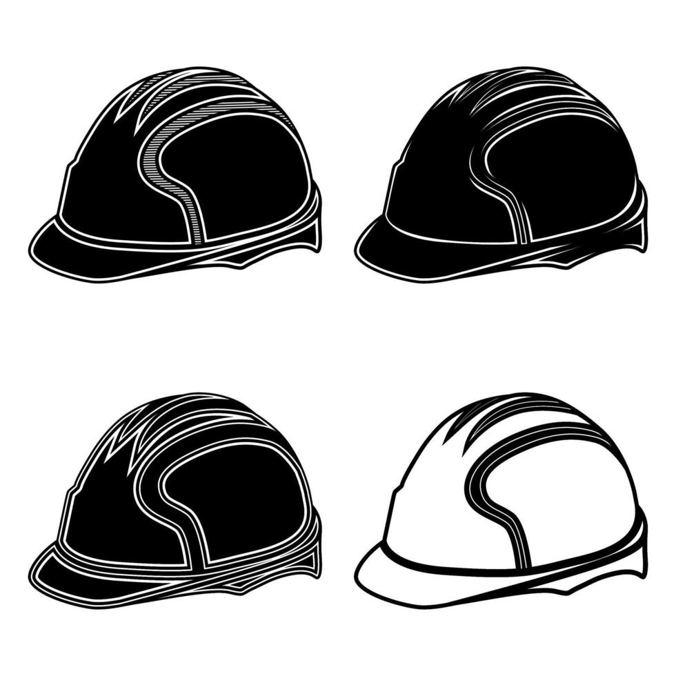 Set Hard hat safety helmet Icon symbol. construction equipment vector Illustration