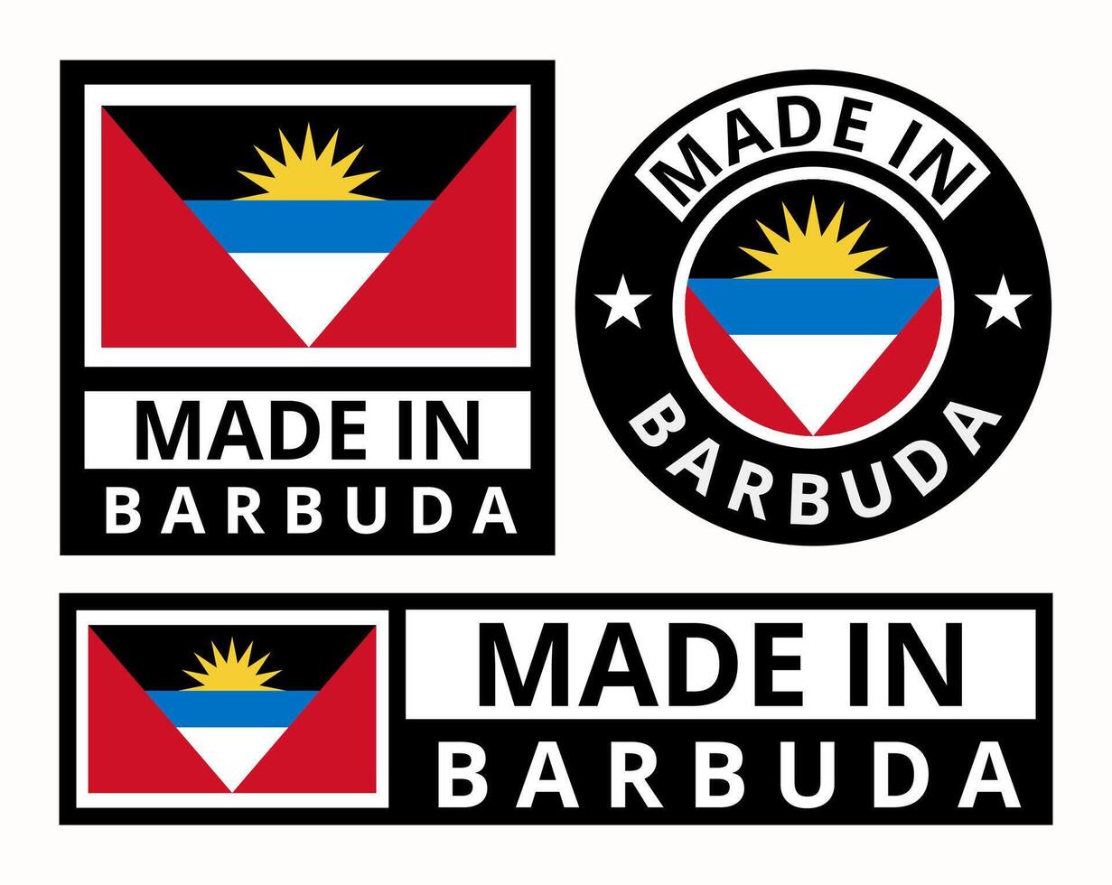 Vector set made in Barbuda design product labels business icons illustration