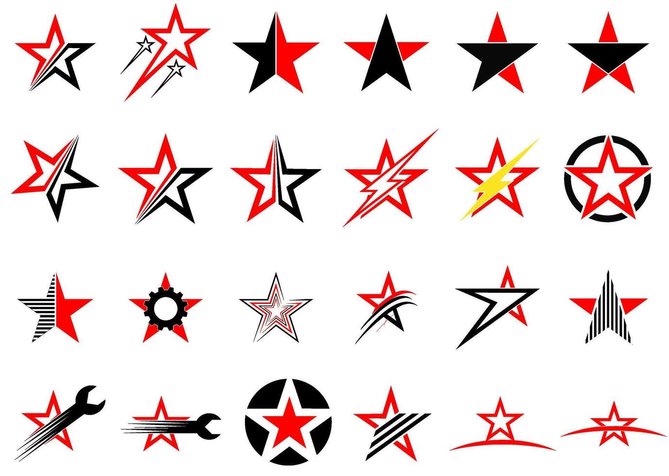 Set collection abstract modern stars icons logo elements design template. Vector illustration