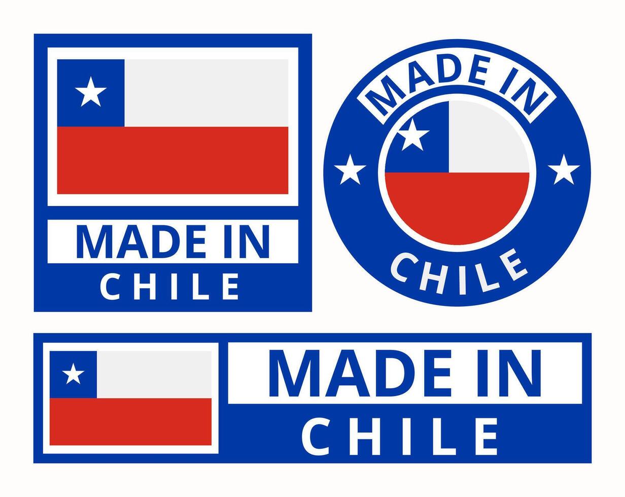 vector conjunto hecho en Chile diseño producto etiquetas negocio íconos ilustración