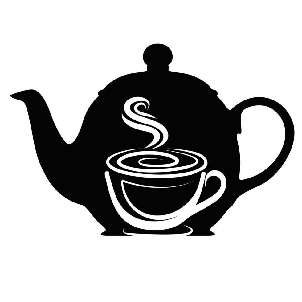 Vector  coffee pot and cup coffeeshop silhouette icon logo illustration