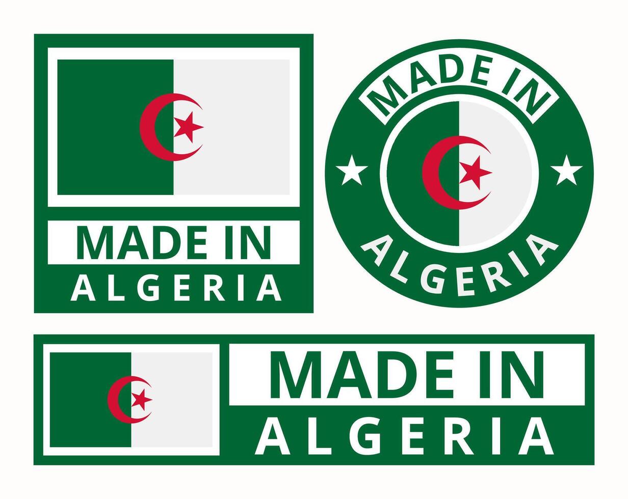 Vector set made in Algeria design product labels business icons illustration