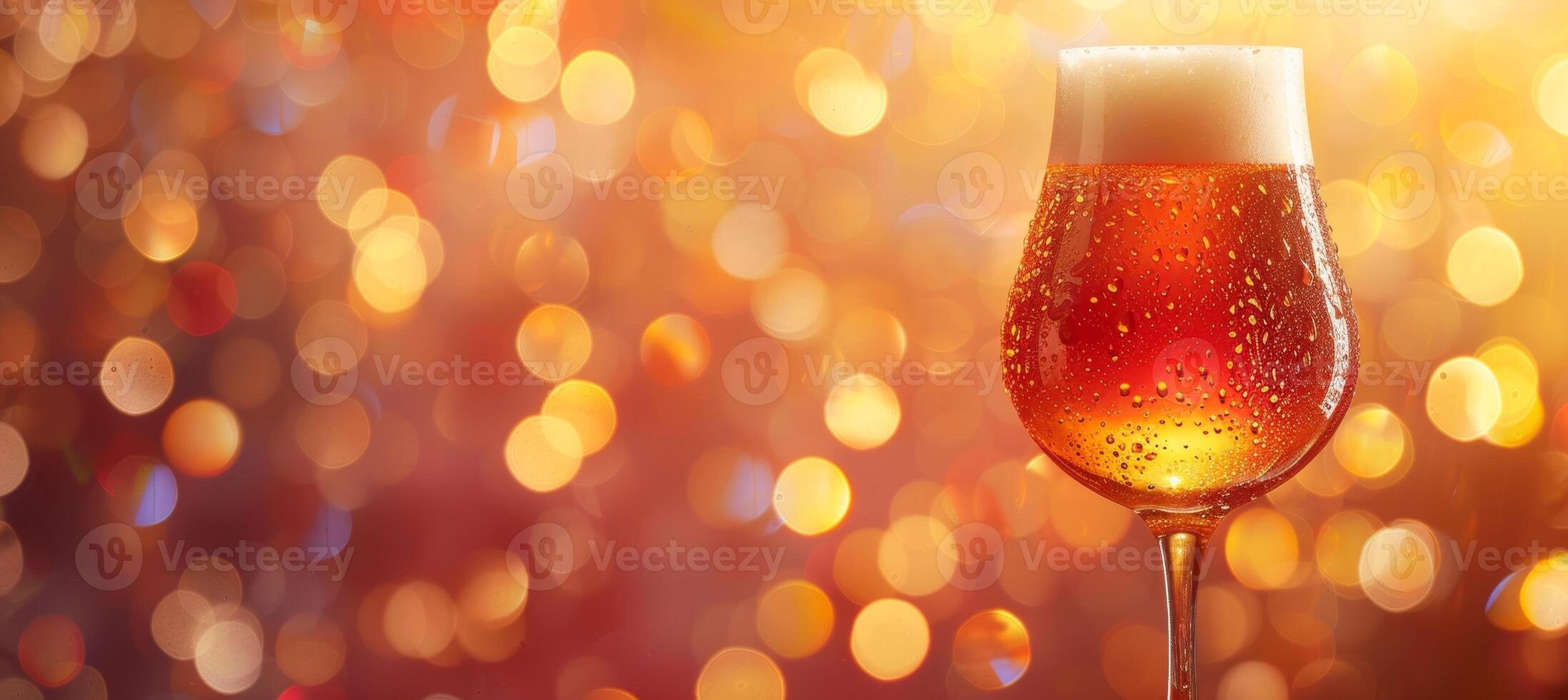 AI generated Close up of beer glass with water droplets, perfect for text placement in advertising photo