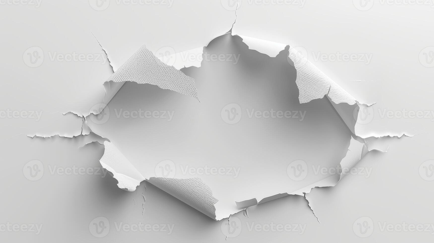 AI generated Single white torn paper piece design isolated on white background for creative projects photo