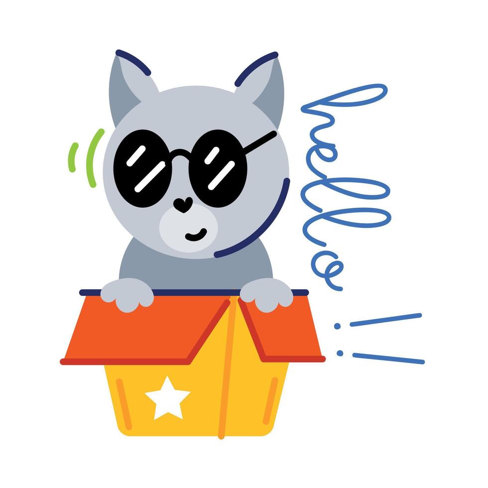 Trendy Cat Box vector