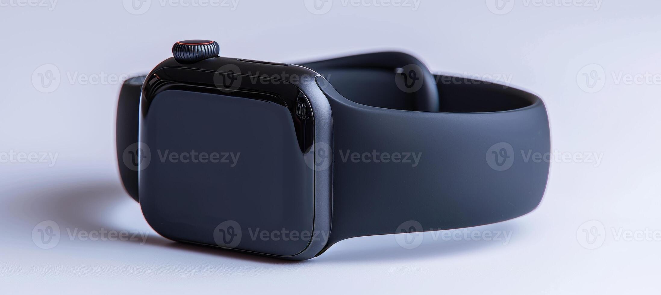 AI generated Futuristic smartwatch  modern design on white background for tech accessory promotion photo