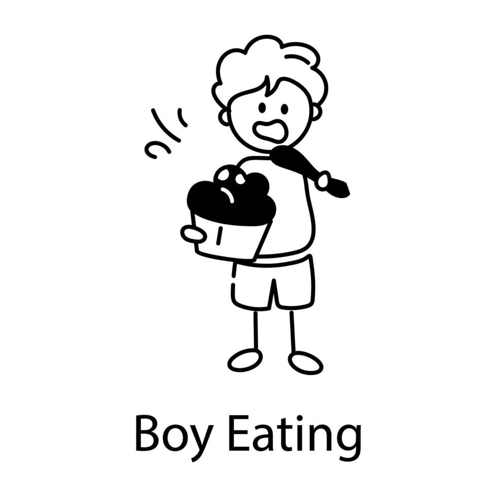 Trendy Boy Eating vector