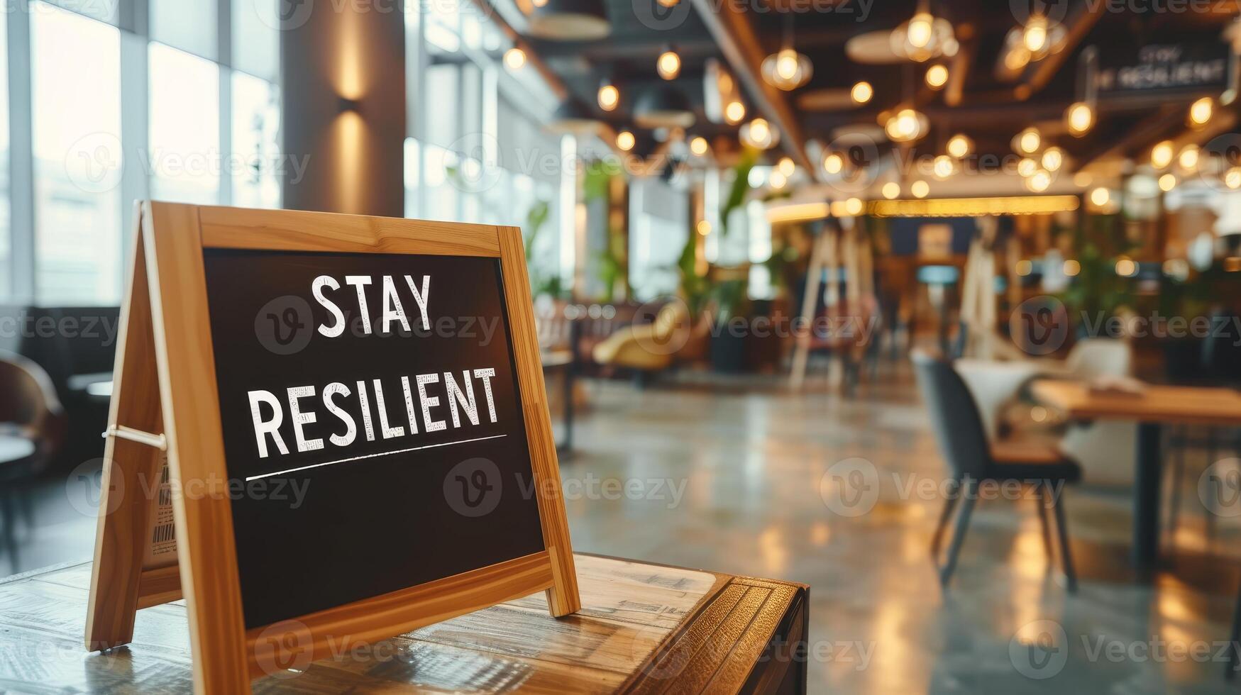 AI generated Motivational text  stay resilient  on blurred abstract background, success and inspiration concept photo