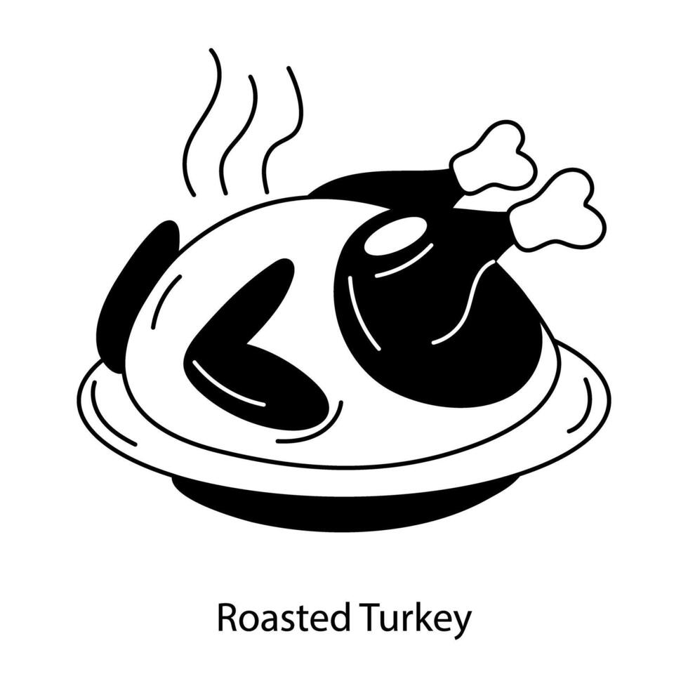 Trendy Roasted Turkey vector