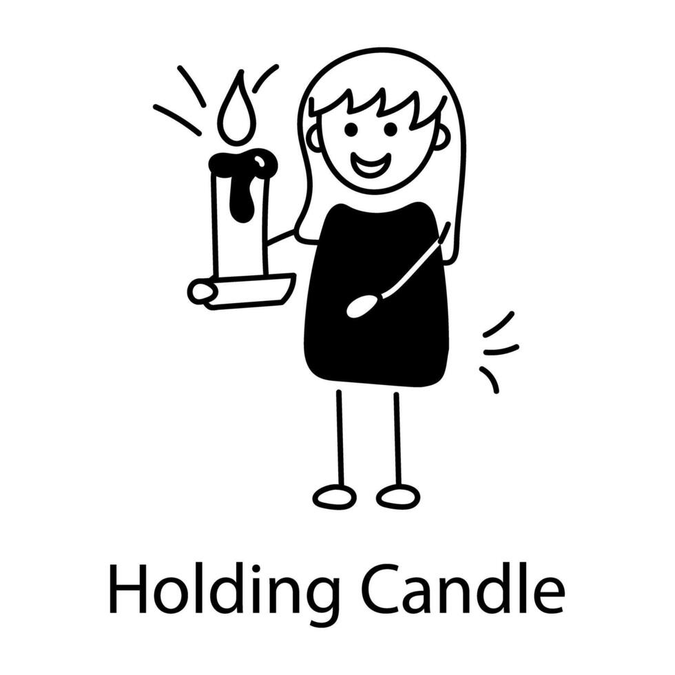 Trendy Holding Candle vector