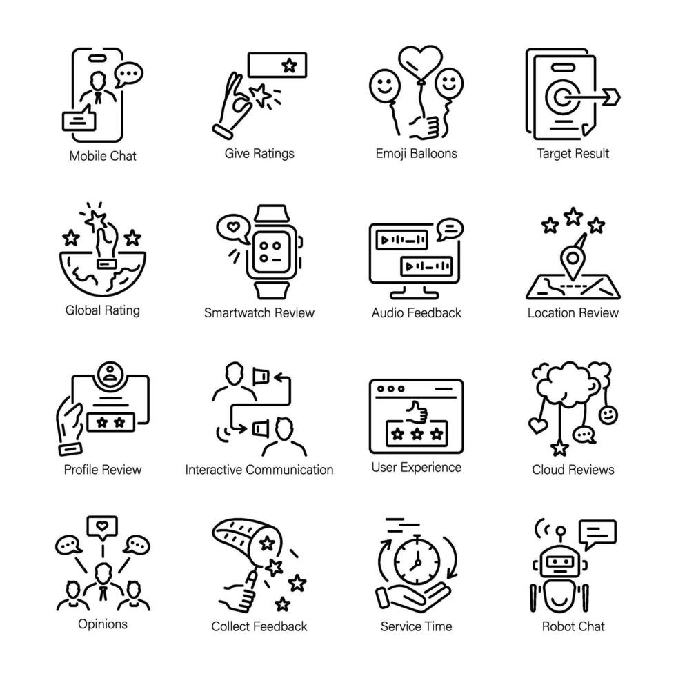 Set of Customer Responses Linear Icons vector