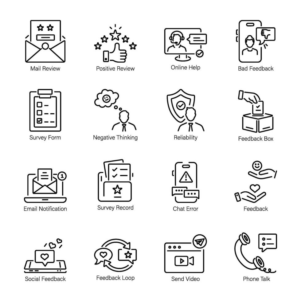 Bundle of Customer Feedback Linear Icons vector