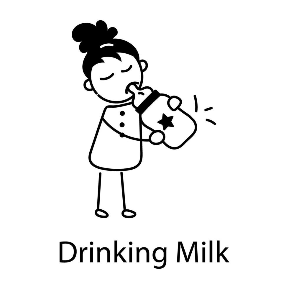Trendy Drinking Milk vector