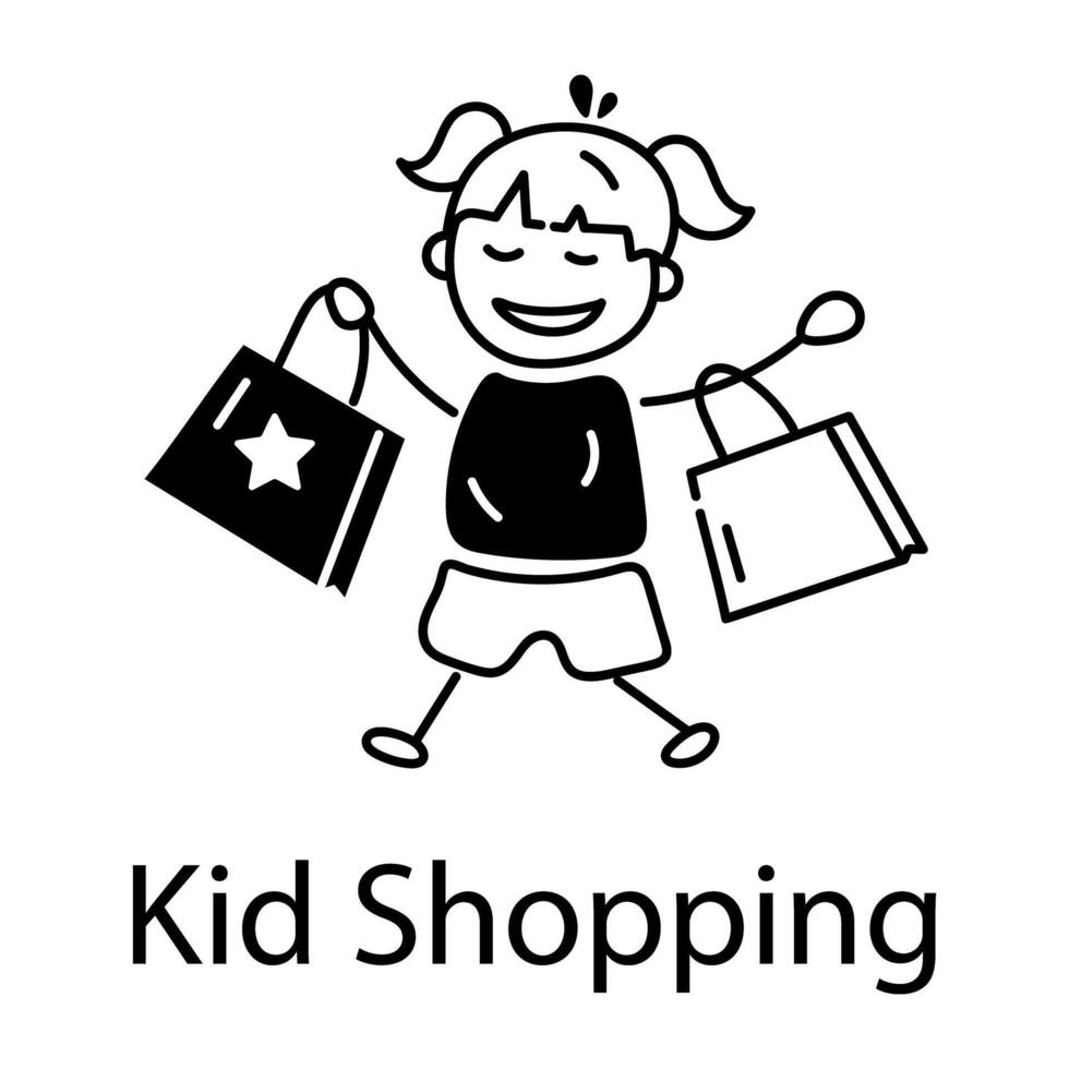 Trendy Kid Shopping vector