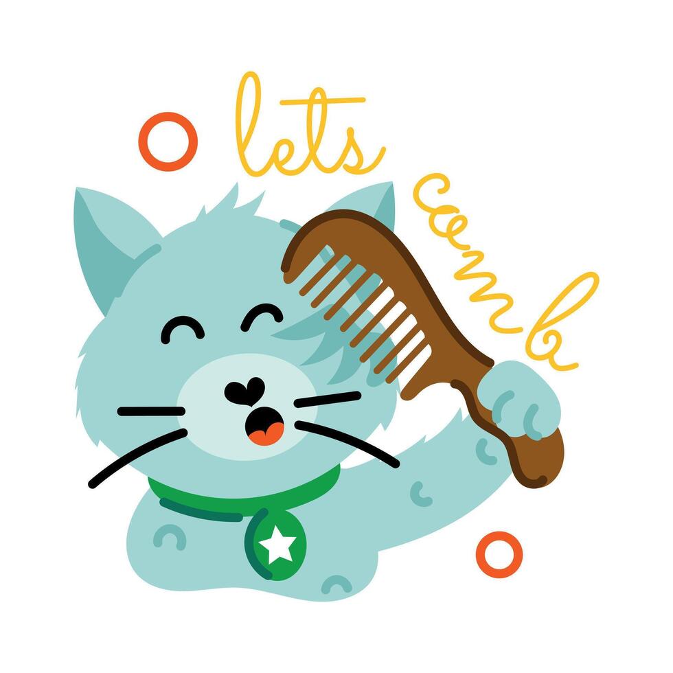 Trendy Cat Combing vector