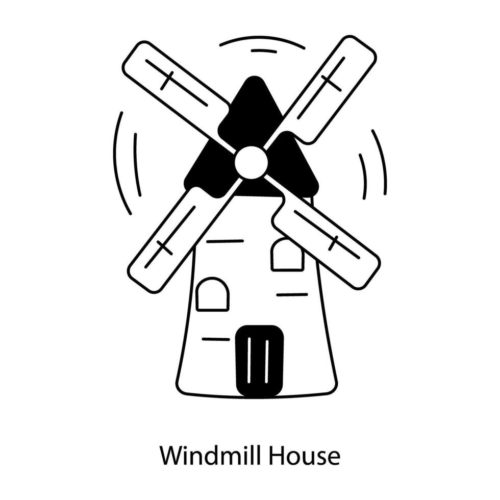 Trendy Windmill House vector