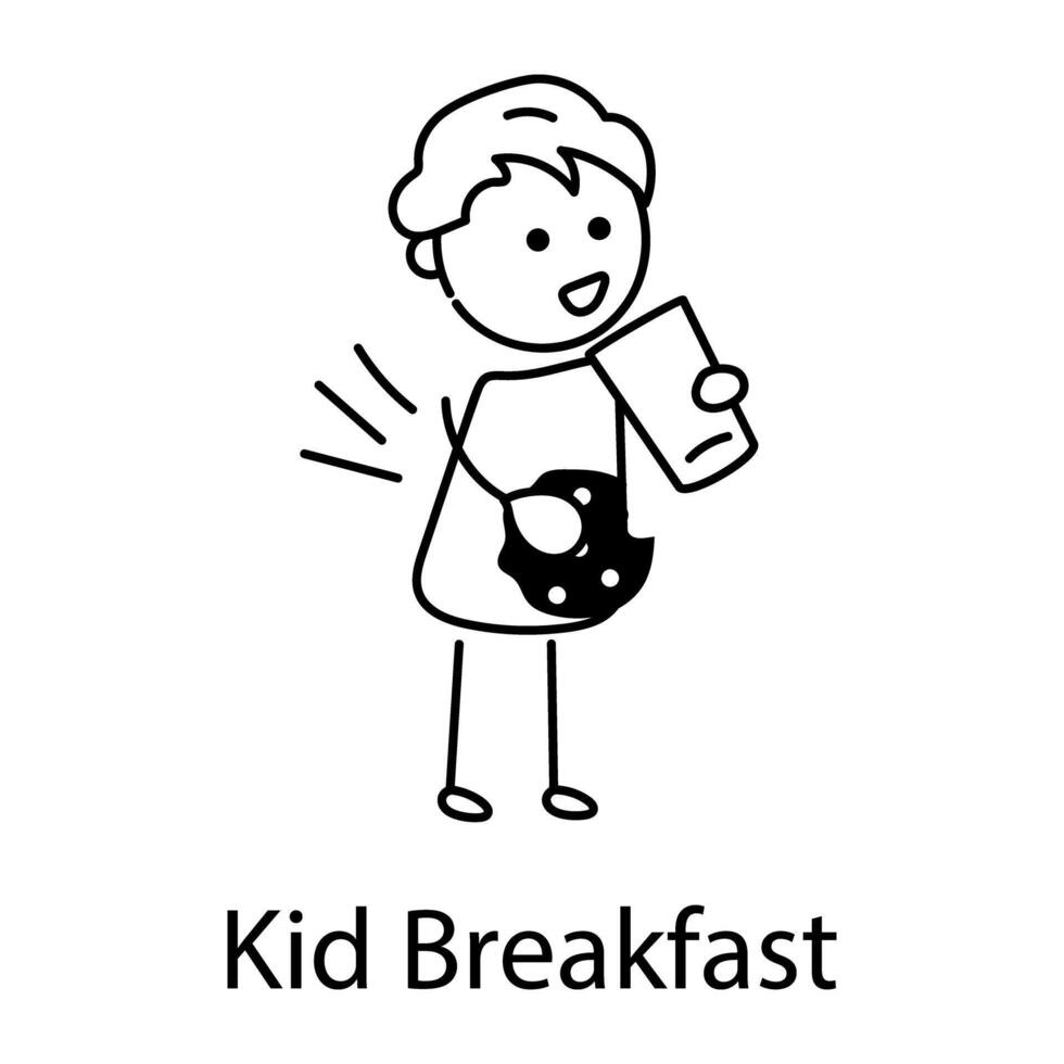 de moda niño desayuno vector