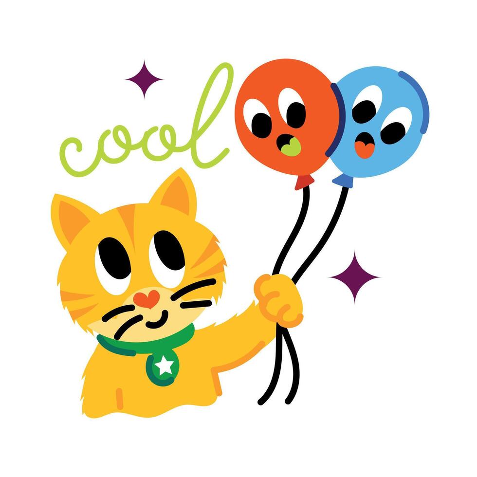 Trendy Cat Balloons vector