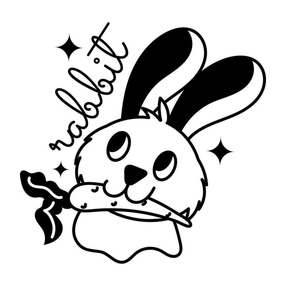 Trendy Rabbit Eating vector