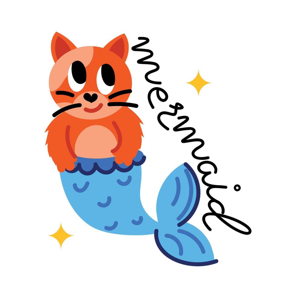 Trendy Cat Mermaid vector