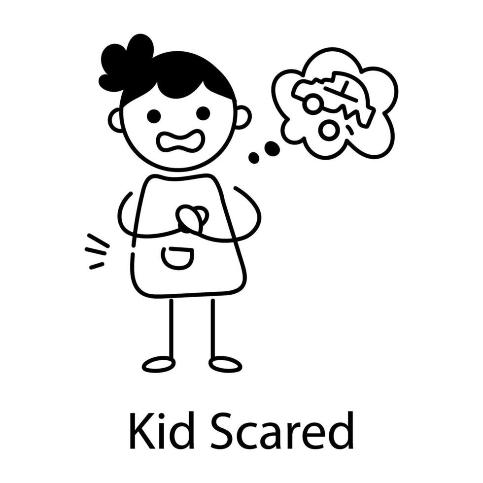 Trendy Kid Scared vector