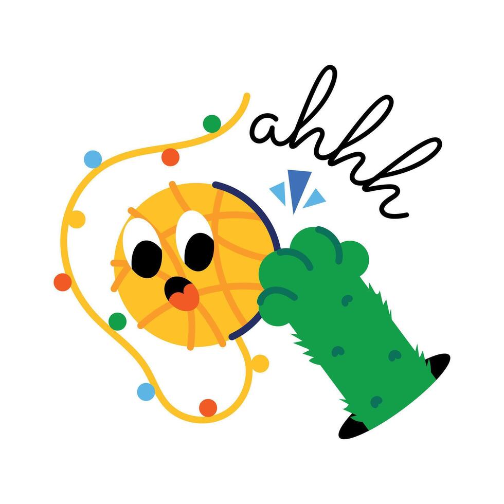 Trendy Cat Ball vector