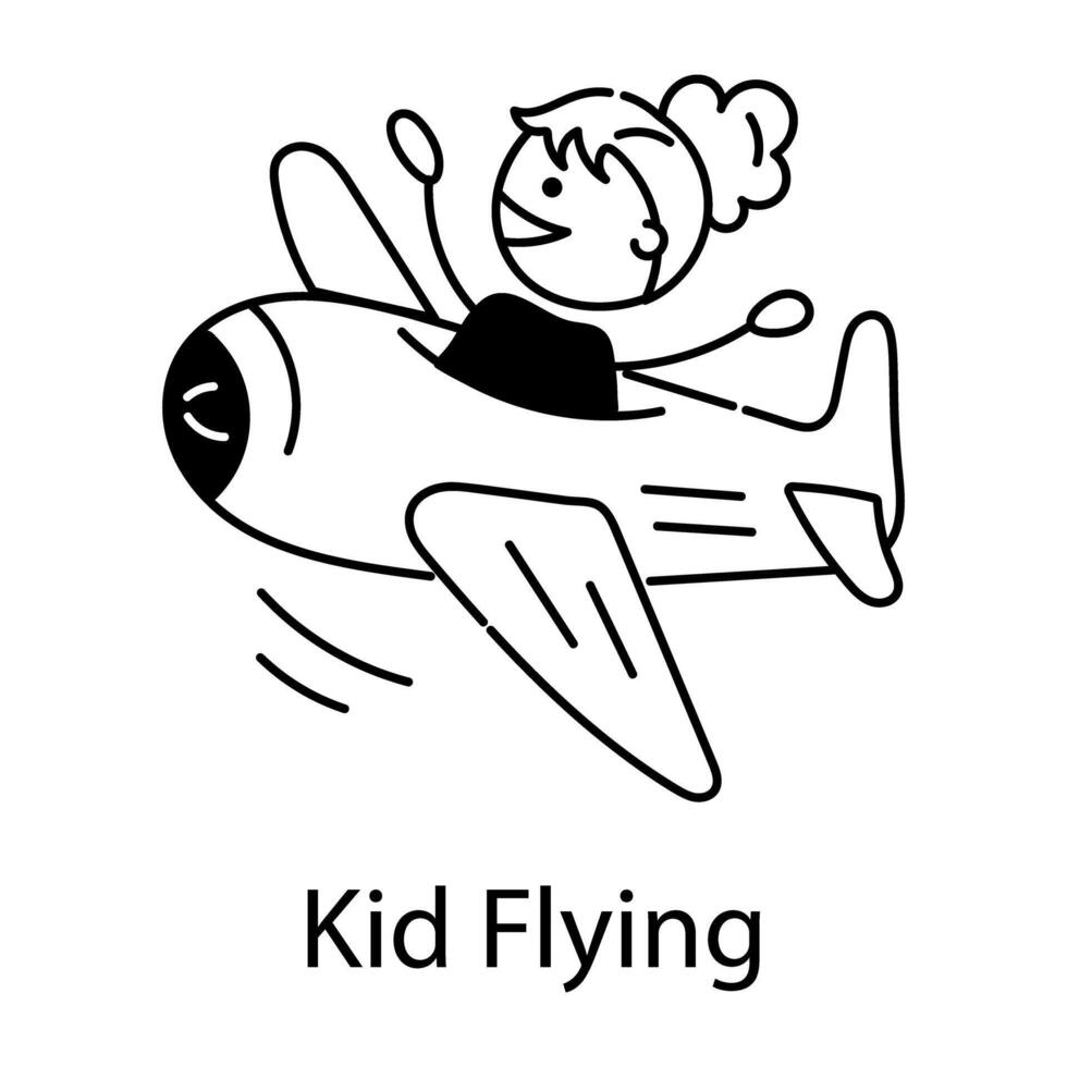 Trendy Kid Flying vector