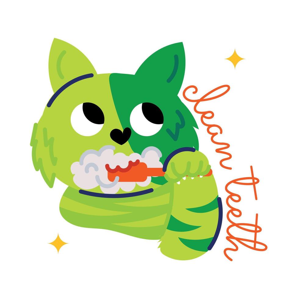 Trendy Cat Toothbrush vector