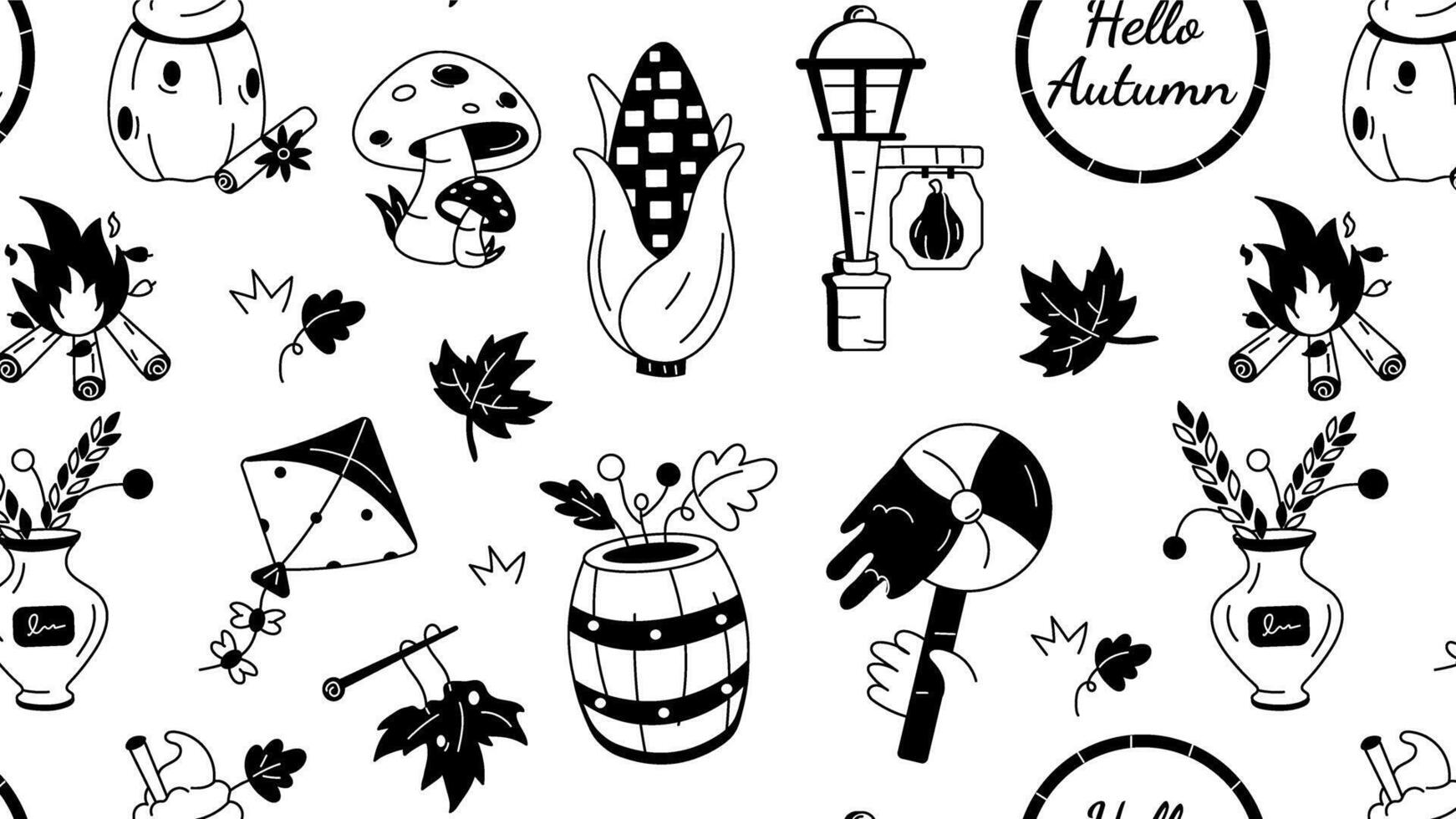 Trendy Fall Doodle vector