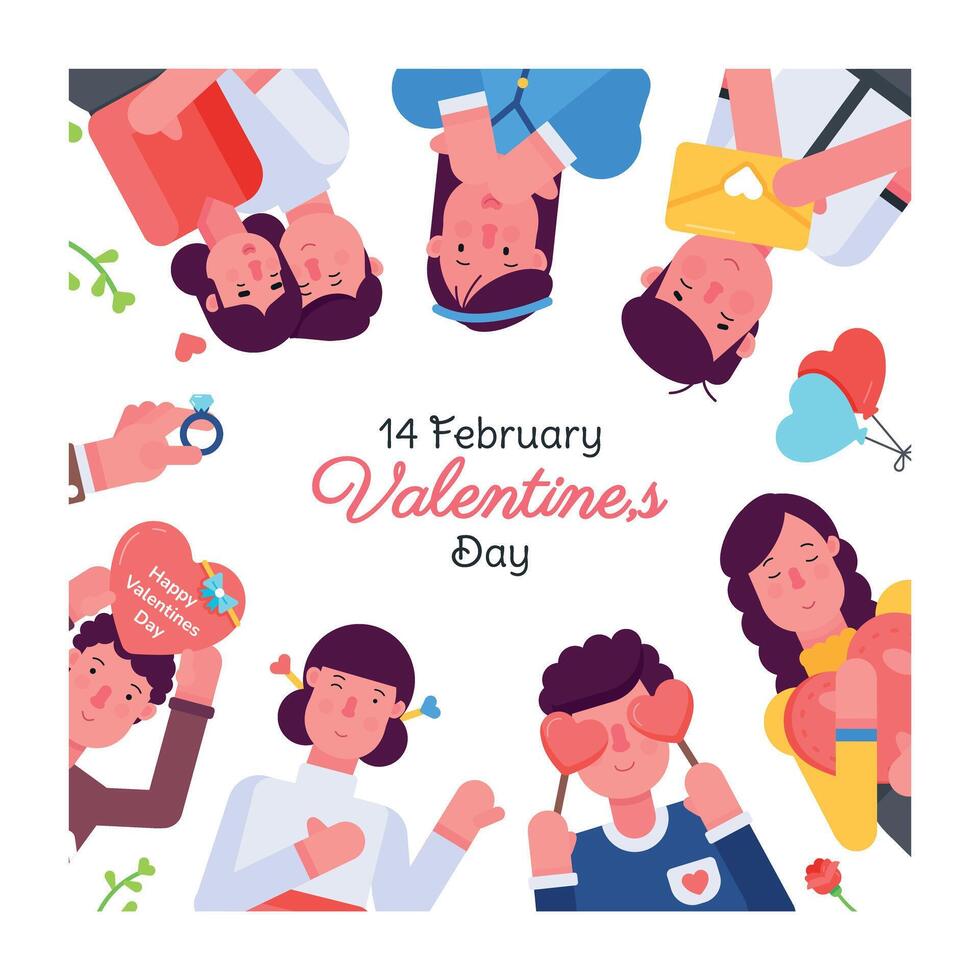 Trendy 14 February vector