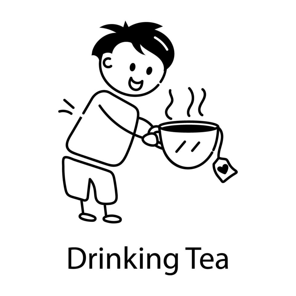 Trendy Drinking Tea vector