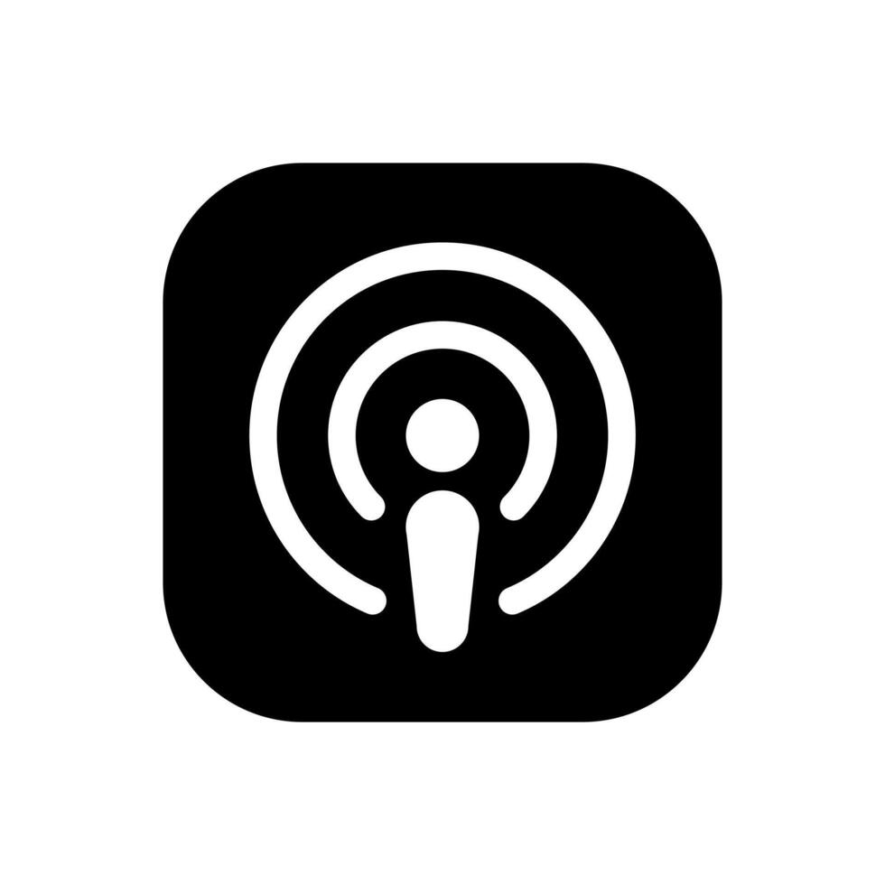 Podcast icon vector on square background. Podcasting, broadcast concept