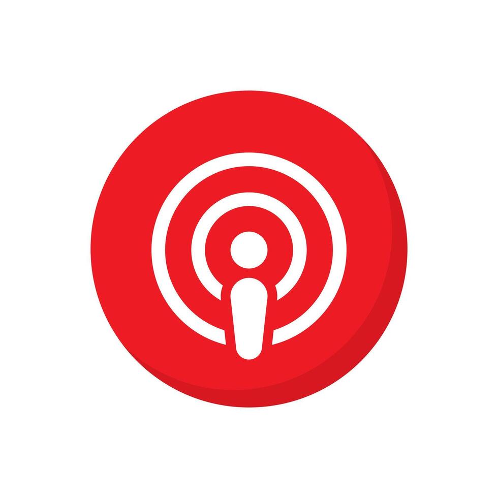 Podcast icon vector in flat style. Podcasting sign symbol