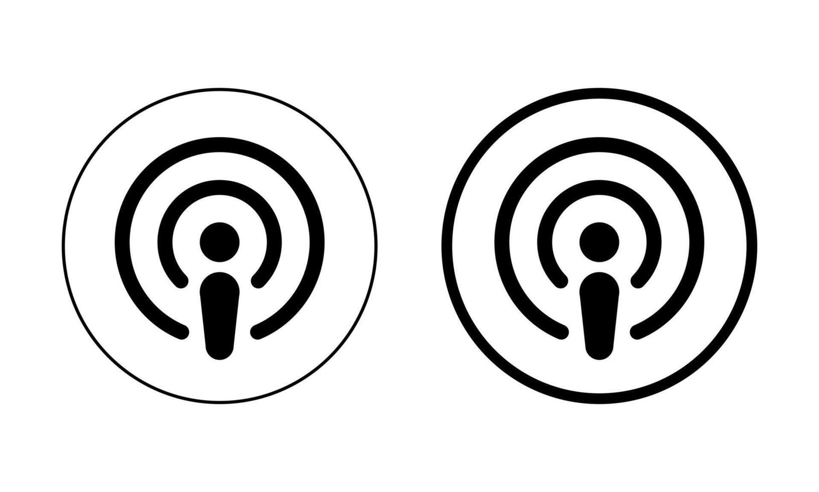 Podcast icon vector on circle line. Podcasting sign symbol