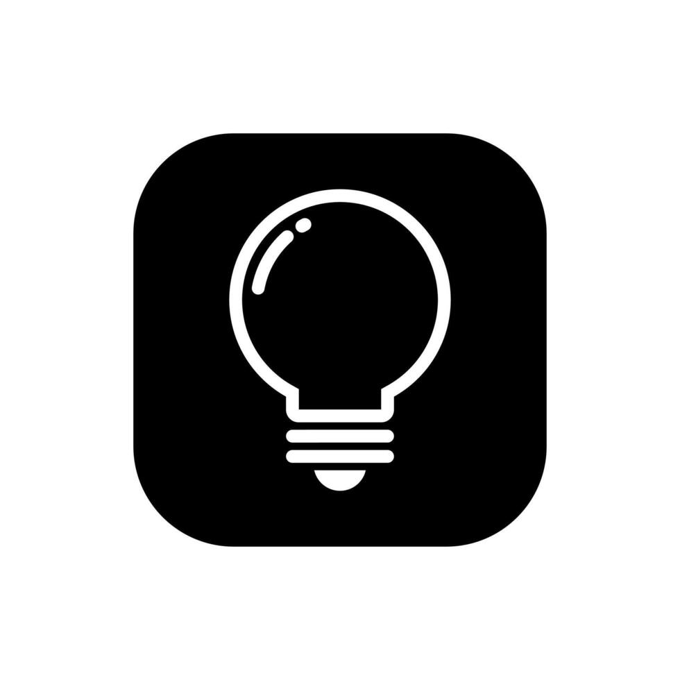 Light bulb line icon vector on square background. Lamp, idea sign symbol
