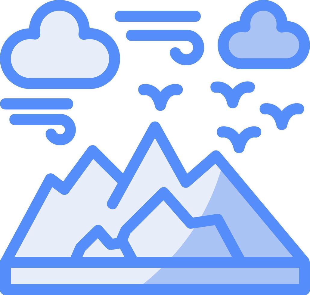 Cave Line Filled Blue icon vector
