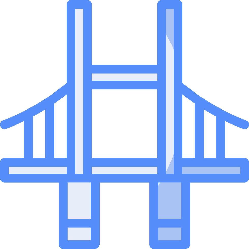 puente línea lleno azul icono vector