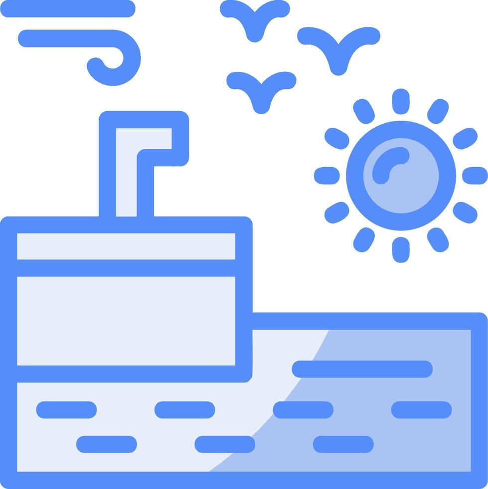 Quay Line Filled Blue icon vector