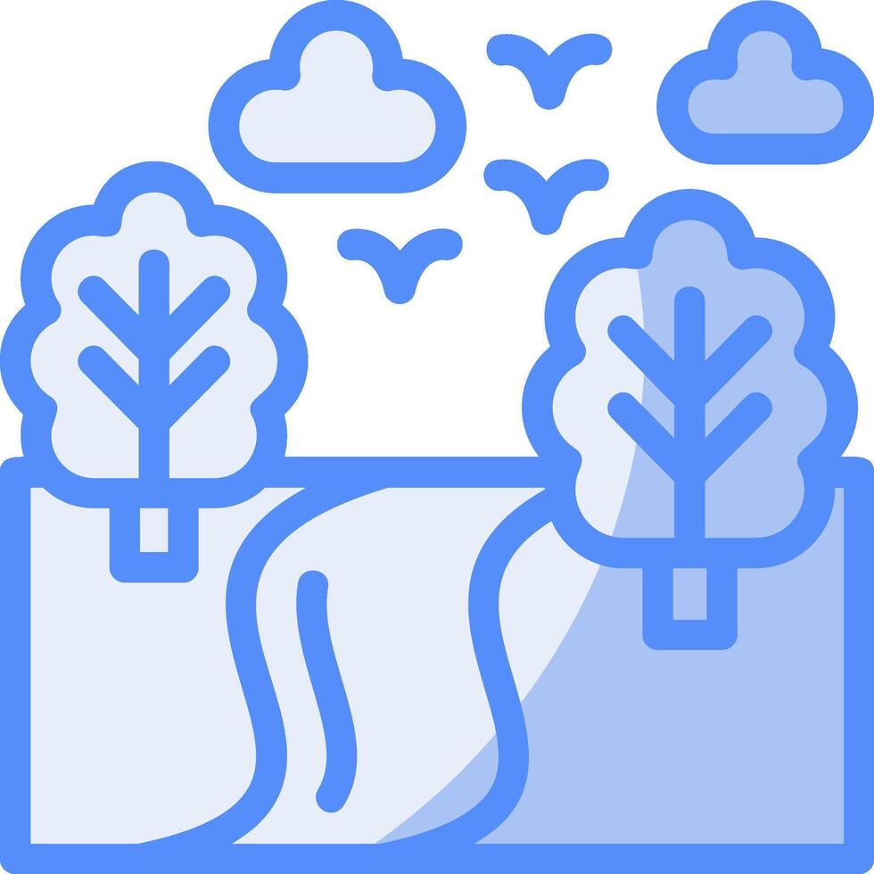 camino línea lleno azul icono vector