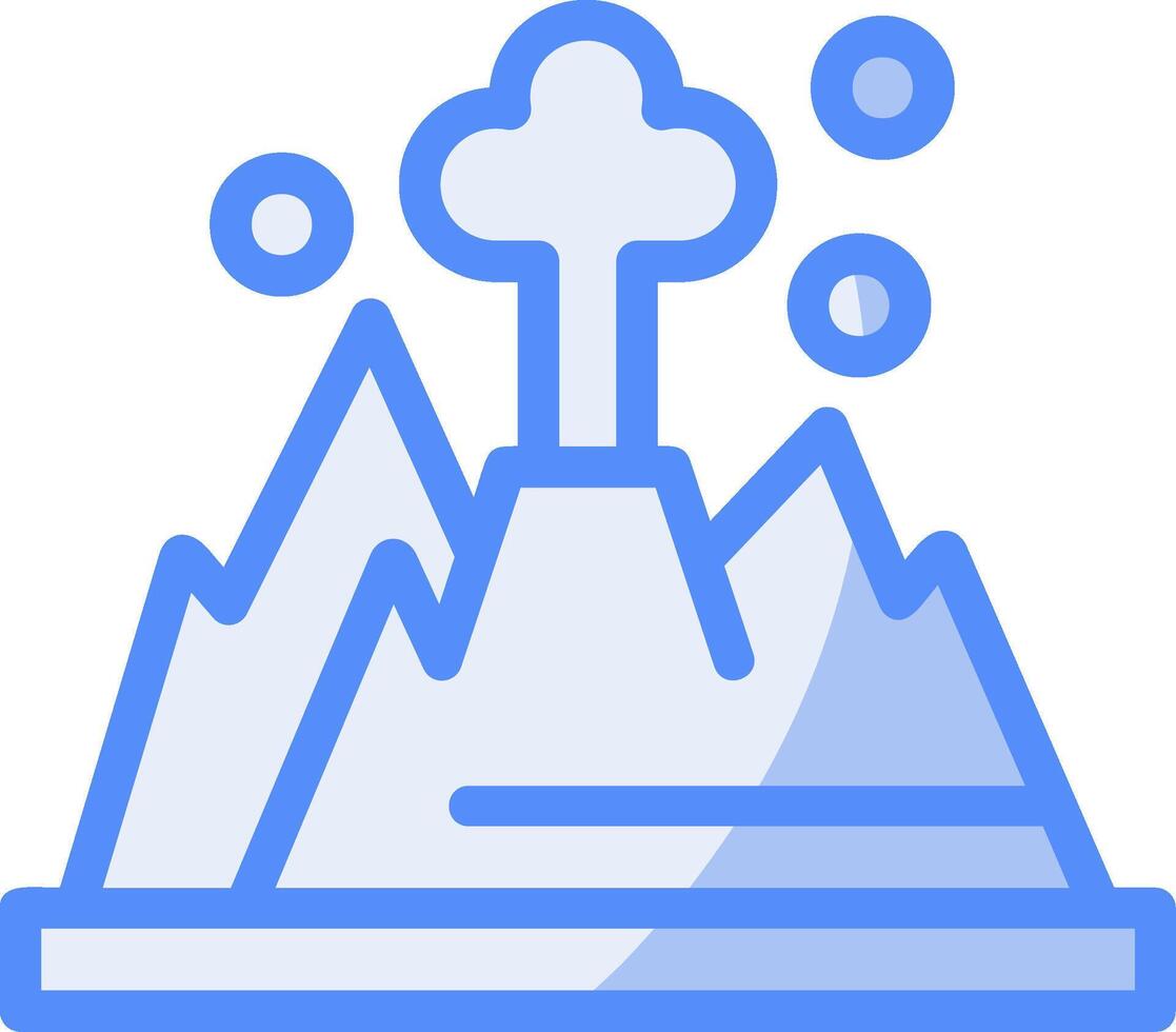 Volcano Line Filled Blue icon vector